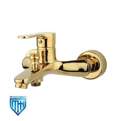gold-sadaf-shower-mixer-tap شیر حمام راسان مدل صدف طلایی