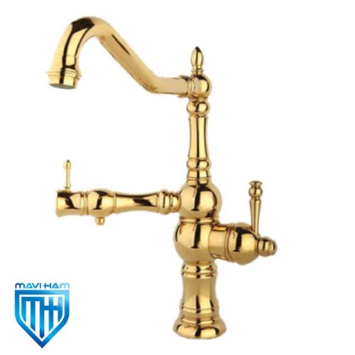 liza-gold-refinery-sink-mixer-tap شیر سینک تصویه دار راسان مدل لیزا طلایی