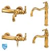kitchen-tap-collection-of-antique-ghahreman-gold ست شیرالات قهرمان مدل انتیک طلایی براق