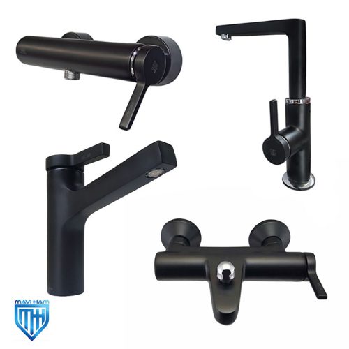 set-kitchen-tap-ava-kwc-black ست شیرآلات آوا مشکی کی دبلیو سی (KWC)