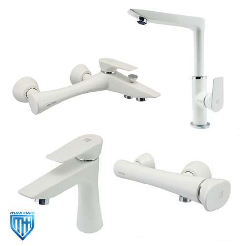 set-kitchen-tap-verona-kwc-white ست شیرآلات ورونا سفید کی دبلیو سی (KWC)