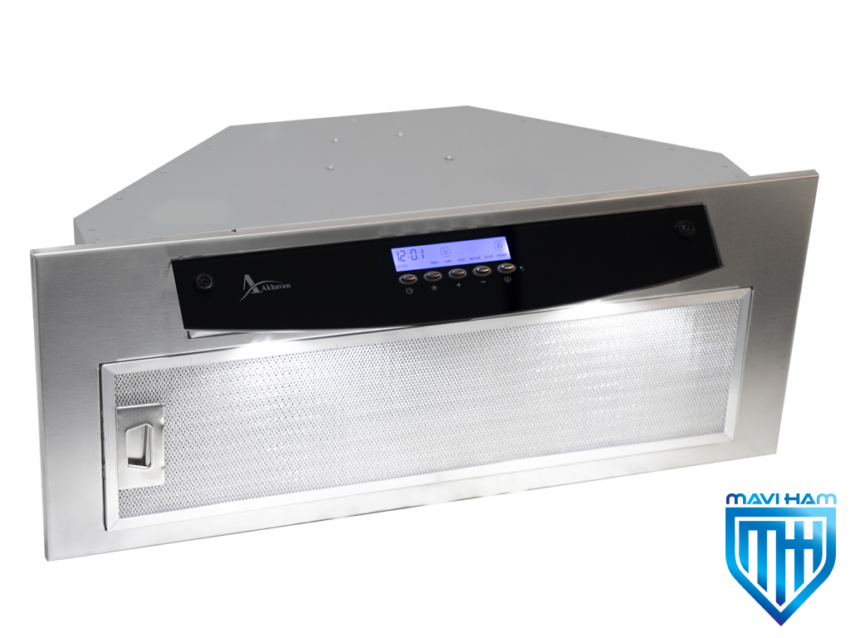 هود مخفی شیشه مشکی و استیل برند اخوان کد H213
