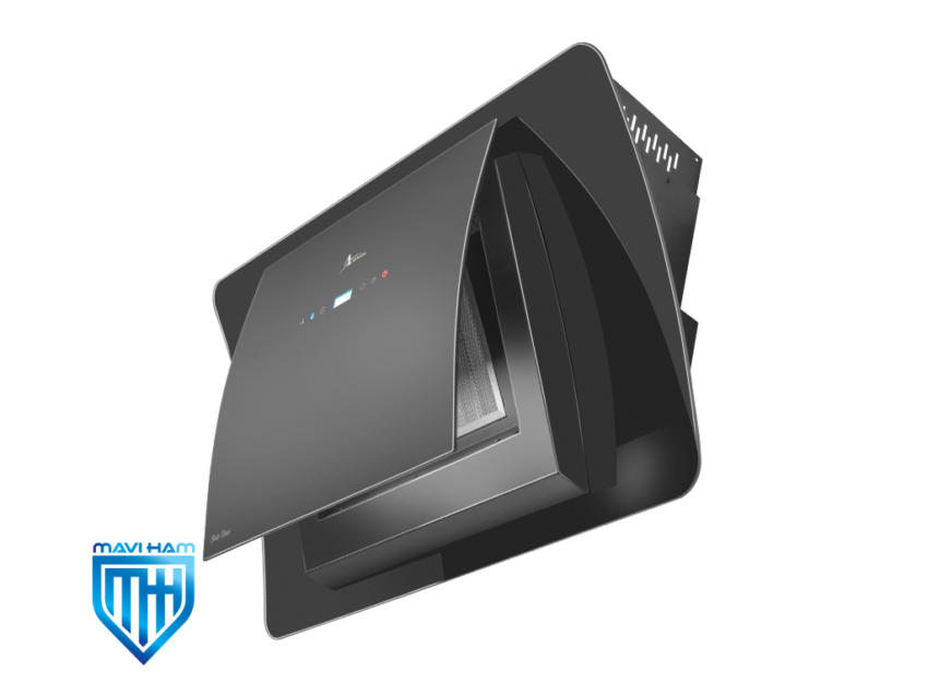 h60-b-b هود مورب شیشه و بدنه مشکی برند اخوان کد H60