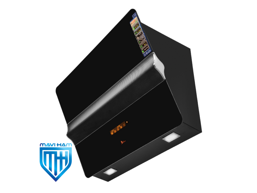 h62 هود مورب شیشه و فلزی مشکی برند اخوان کد H62-T