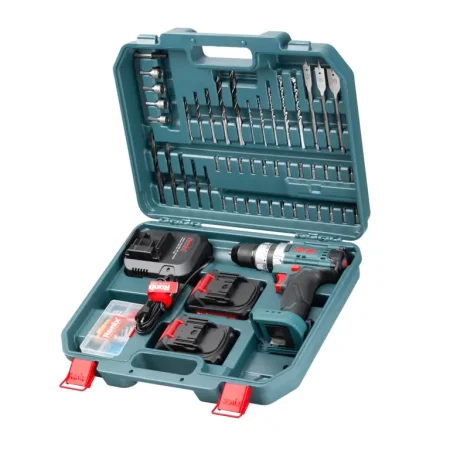 کیت دریل چکشی شارژی رونیکس 20 ولت دو باطری 53 پارچه مدل RS-8619