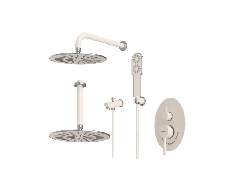 شیر حمام توکار شودر مدل روگن BRASS تیپ 4 رنگ شیری کروم | قیمت و خرید
