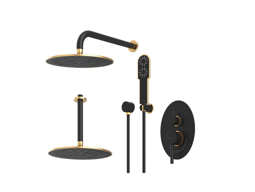 دوش-حمام-توکار-شودر-مدل-روگن-BRASS-رنگ-مشکی-طلایی-تیپ-سه