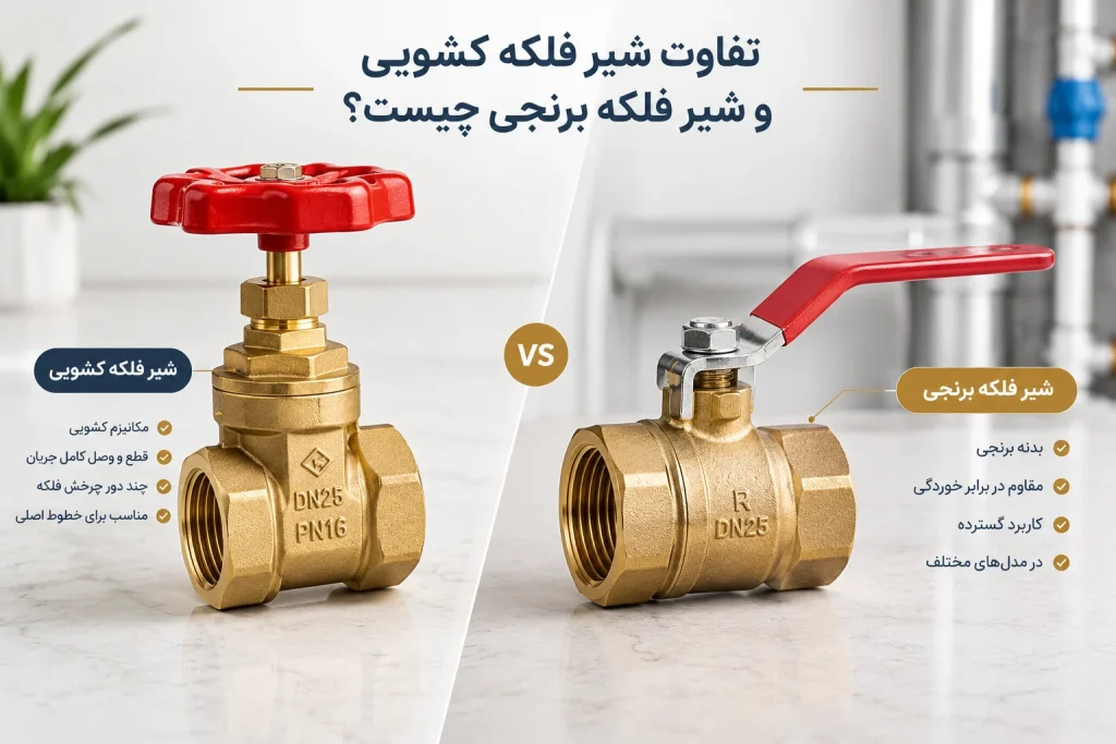 تفاوت شیر فلکه کشویی و شیر فلکه برنجی چیست؟