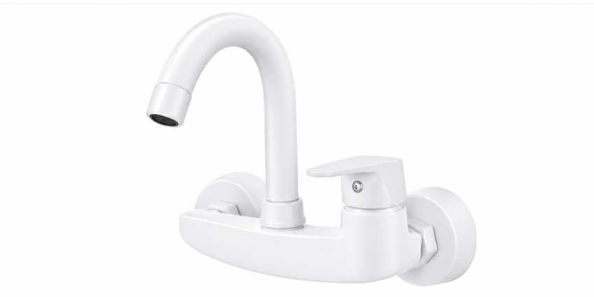 Black and White Gooseneck Faucet Comparison شیر ظرفشویی دیواری ایران گروه مدل یاس رنگ سفید | قیمت و خرید